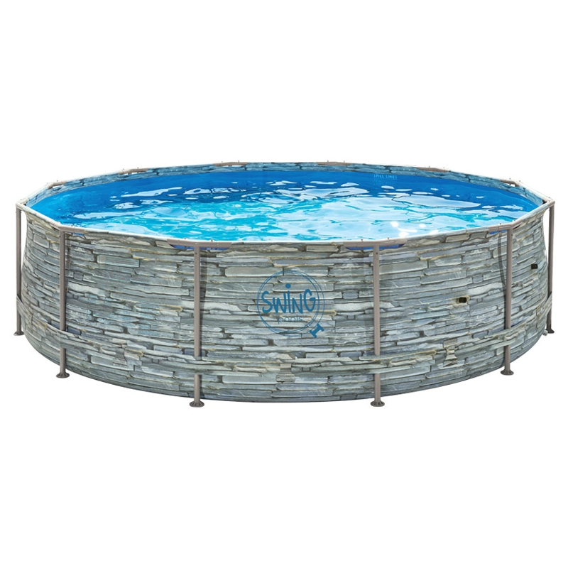 Mountfield Swing Stone fémvázas medence, 488x122cm