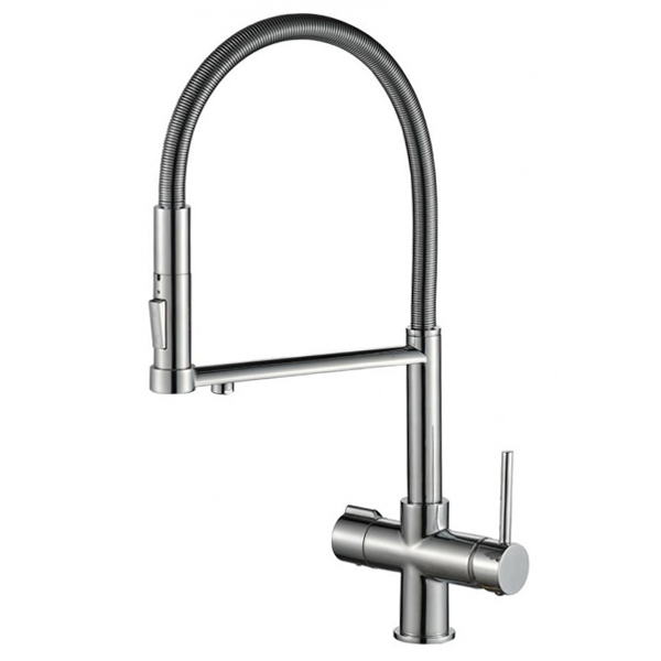 Bivio csaptelep víztisztítóhoz 3-utas, flexibilis zuhanyfejjel, INOX, PRIMAVERA